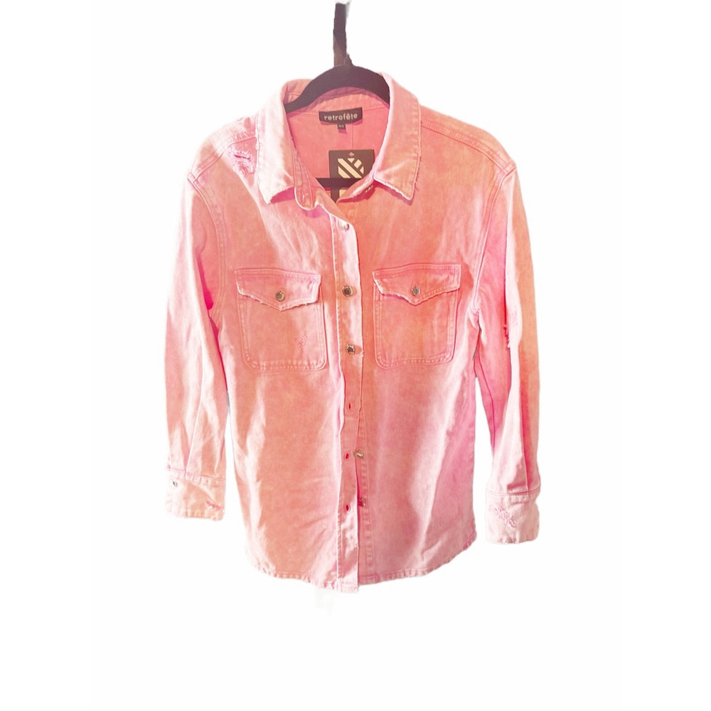 NWT Retrofête Doreen Shirt – Pink Denim – XS - Picture 6 of 6